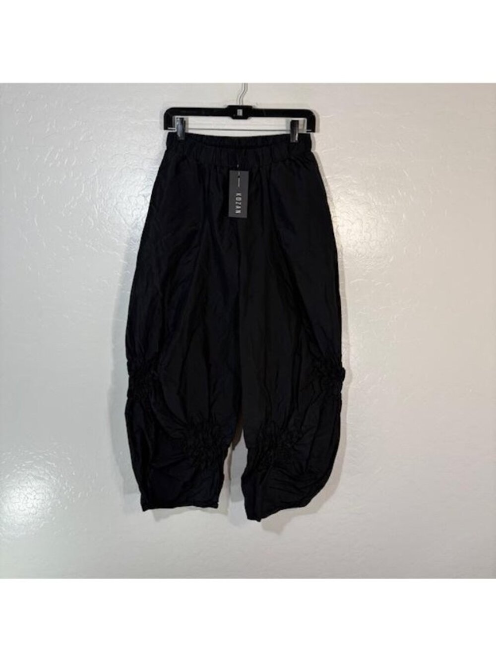 Kozan Pants Womens XS Black Amija Pant BL-3023 Ruched Bubble Cropped Polyester